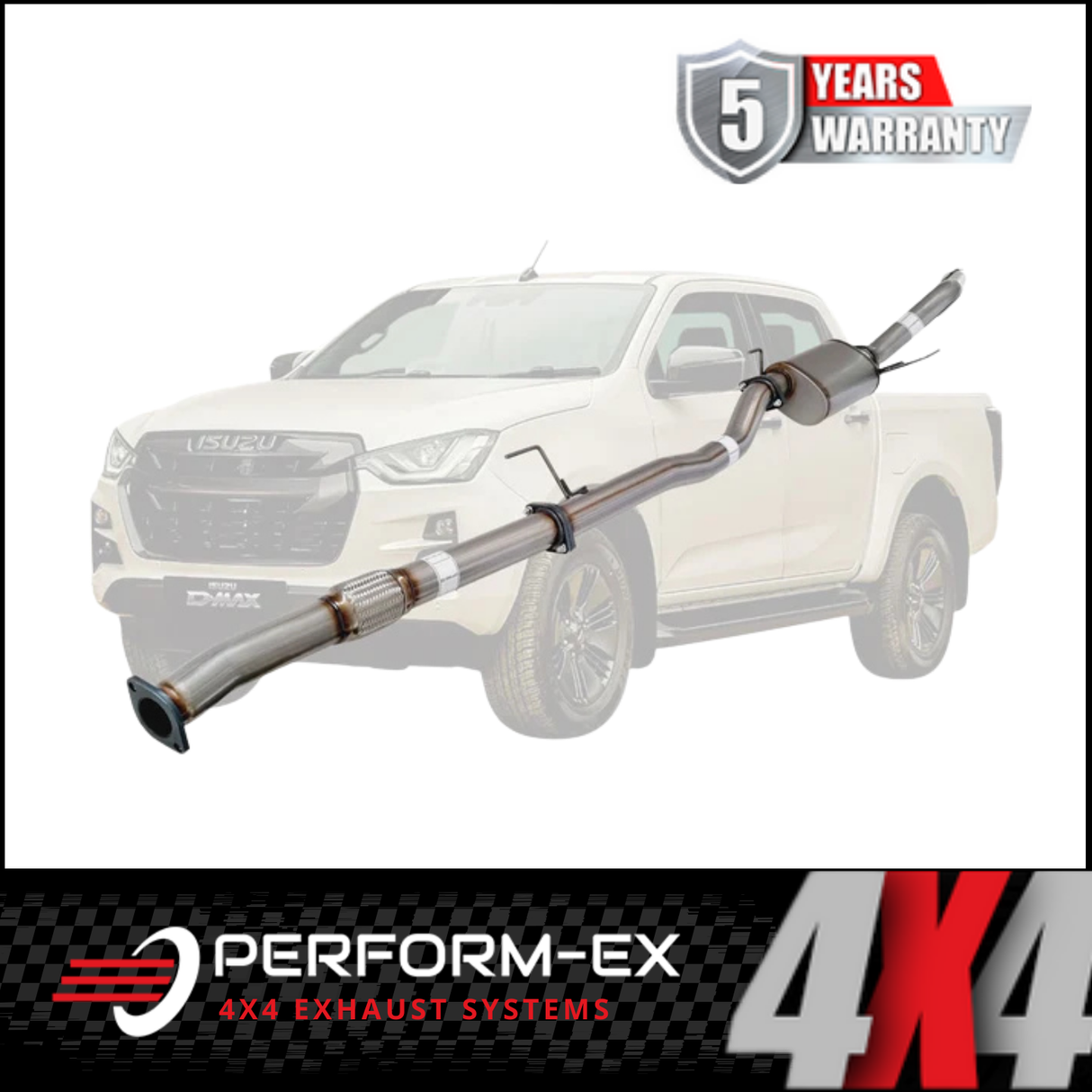 PERFORM-EX 3" STAINLESS STEEL DPF BACK EXHAUST SYSTEM FITS ISUZU D-MAX RG 3.0L 4CYL 1/2020-ON - HOTDOG (IZ260-HOSS)