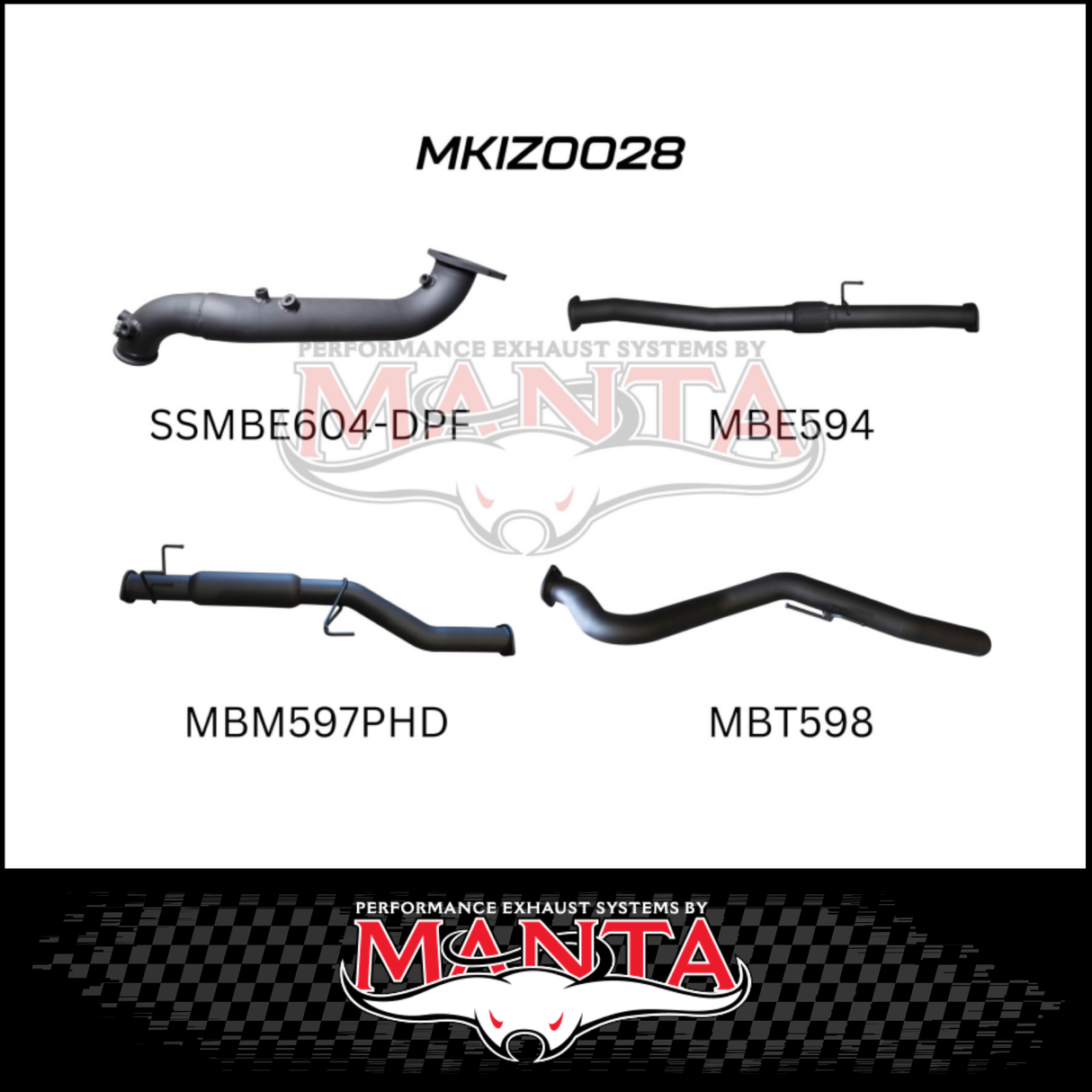 MANTA 3" TURBO BACK EXHAUST SYSTEM (DPF DELETE) FITS ISUZU D-MAX TF 3.0L TD 4CYL 2016-6/2020 - CAT/HOTDOG (MKIZ0026)