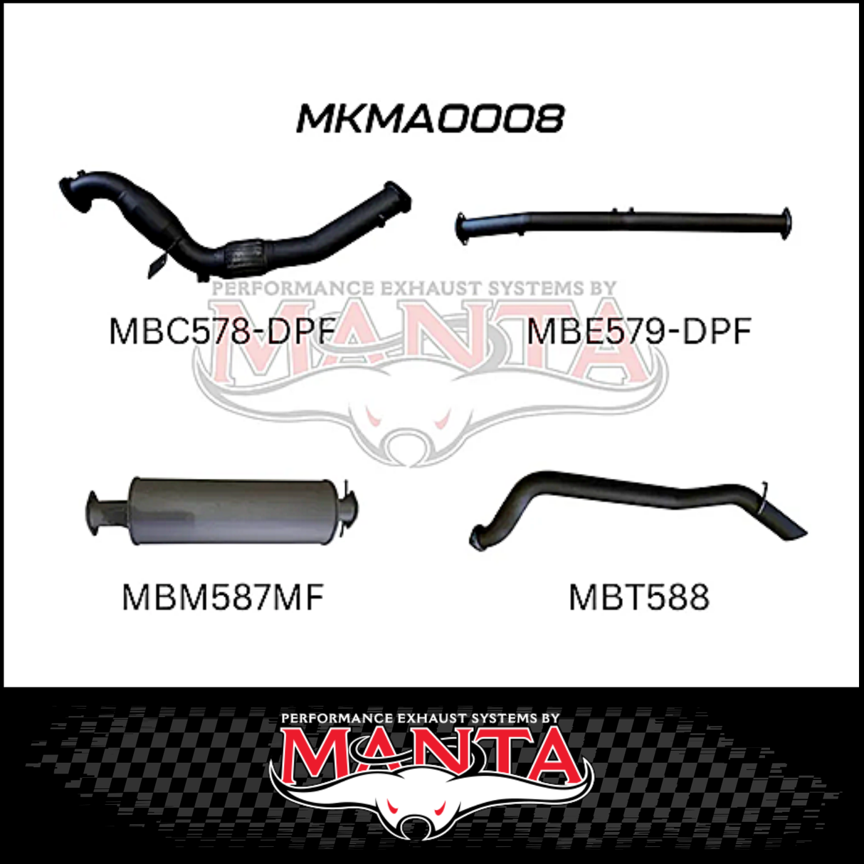 MANTA 3" TURBO BACK EXHAUST SYSTEM (DPF DELETE) FITS MAZDA BT-50 UR 3.2L TD 5CYL 2016-2020 - CAT/HOTDOG (MKMA0021)