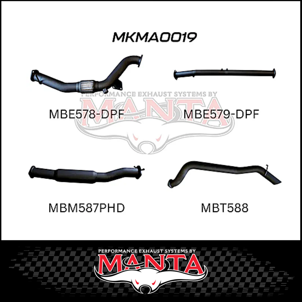 MANTA 3" TURBO BACK EXHAUST SYSTEM (DPF DELETE) FITS MAZDA BT-50 UR 3.2L TD 5CYL 2016-2020 - CAT/HOTDOG (MKMA0021)