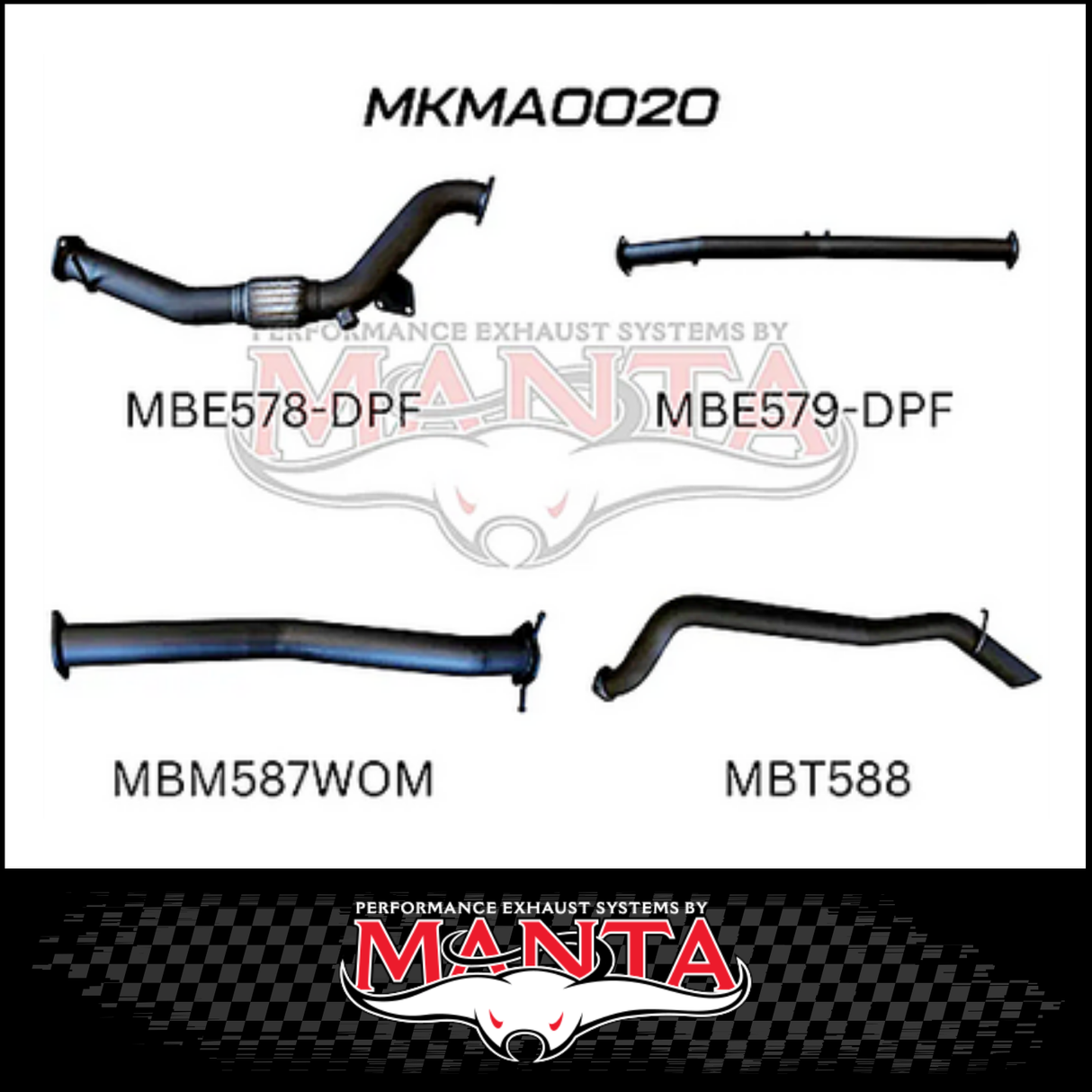 MANTA 3" TURBO BACK EXHAUST SYSTEM (DPF DELETE) FITS MAZDA BT-50 UR 3.2L TD 5CYL 2016-2020 - CAT/HOTDOG (MKMA0021)