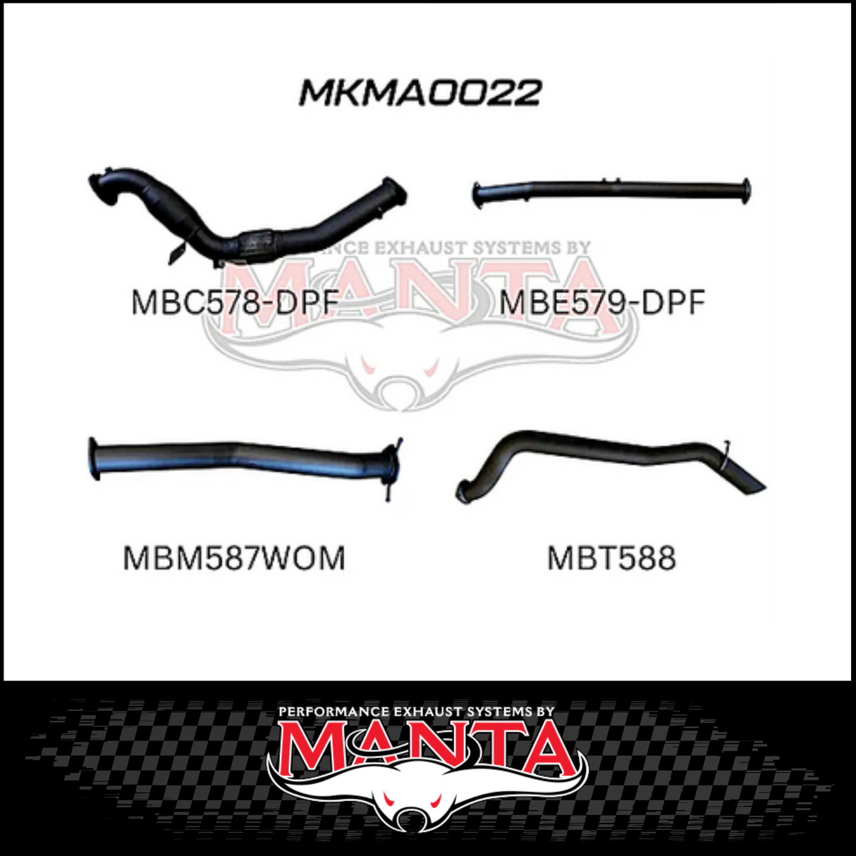MANTA 3" TURBO BACK EXHAUST SYSTEM (DPF DELETE) FITS MAZDA BT-50 UR 3.2L TD 5CYL 2016-2020 - CAT/HOTDOG (MKMA0021)