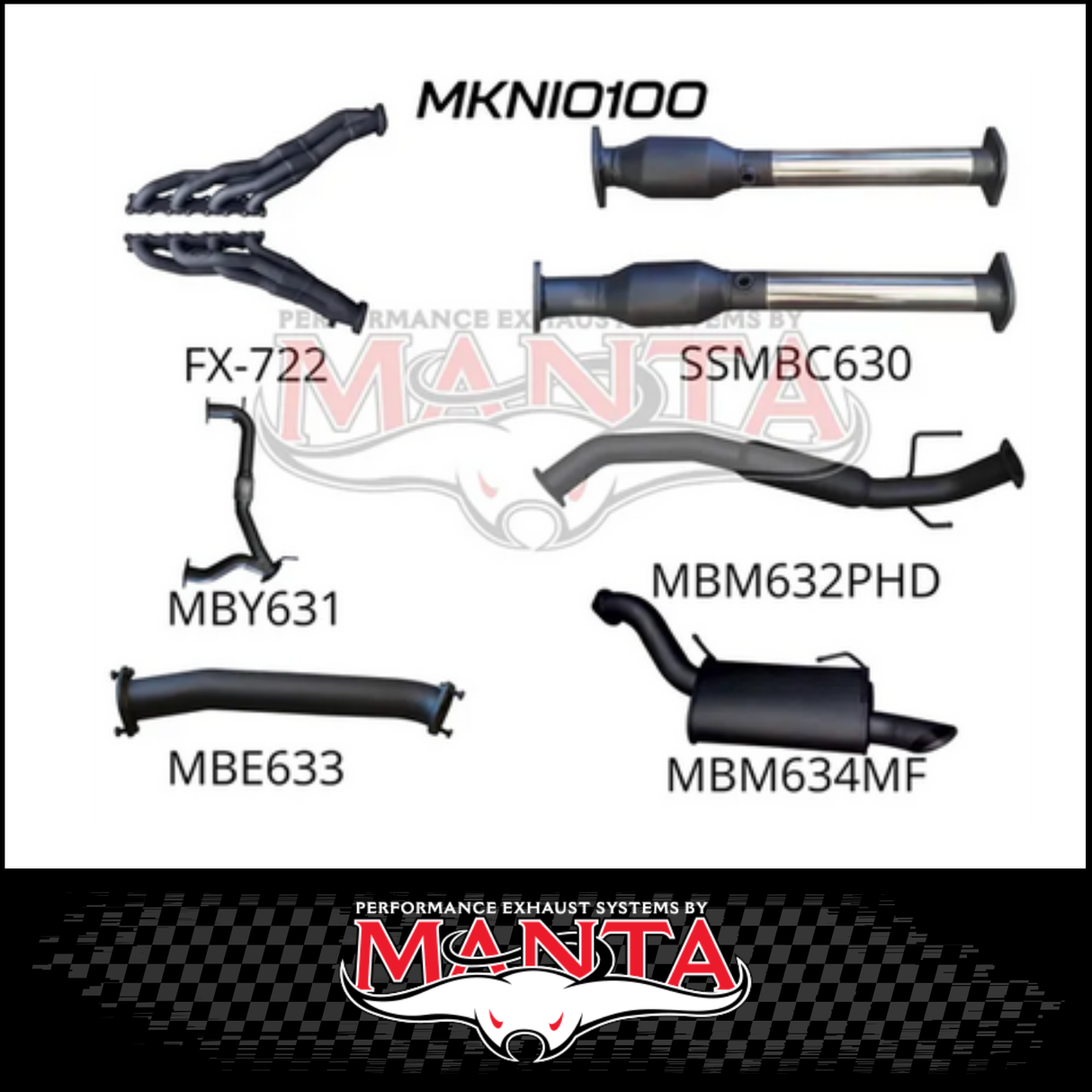 MANTA 3" STAINLESS STEEL COMPLETE ENGINE BACK EXHAUST SYSTEM FITS NISSAN PATROL Y62 5.6L V8 2012-ON - MEDIUM MUFFLER (SSMKNI0110)