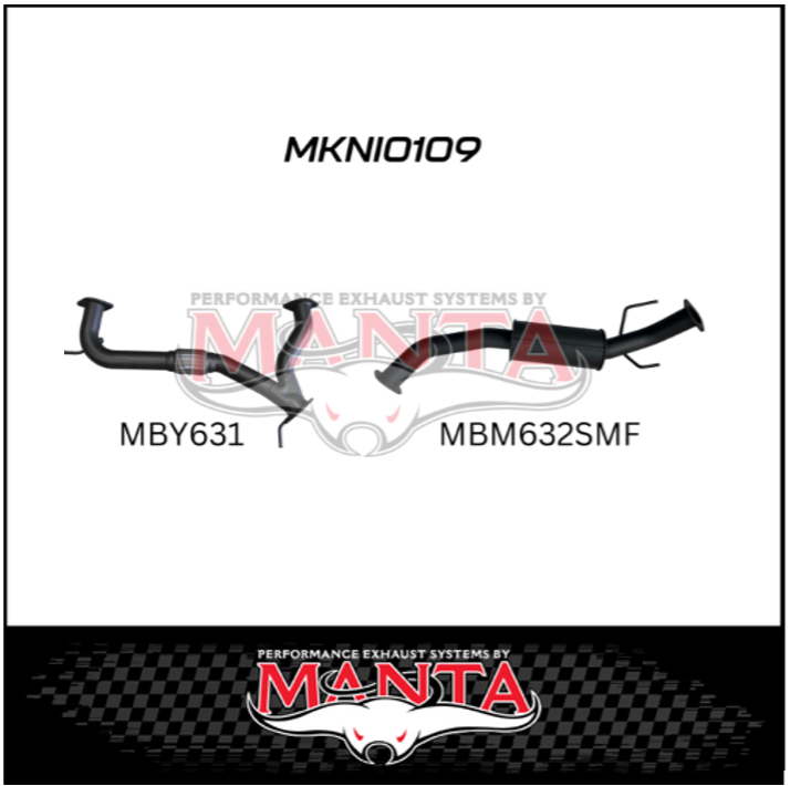 MANTA Y-PIPE & MID SECTION FITS NISSAN PATROL Y62 5.6L V8 2012-ON - MEDIUM MUFFLER (MKNI0109)