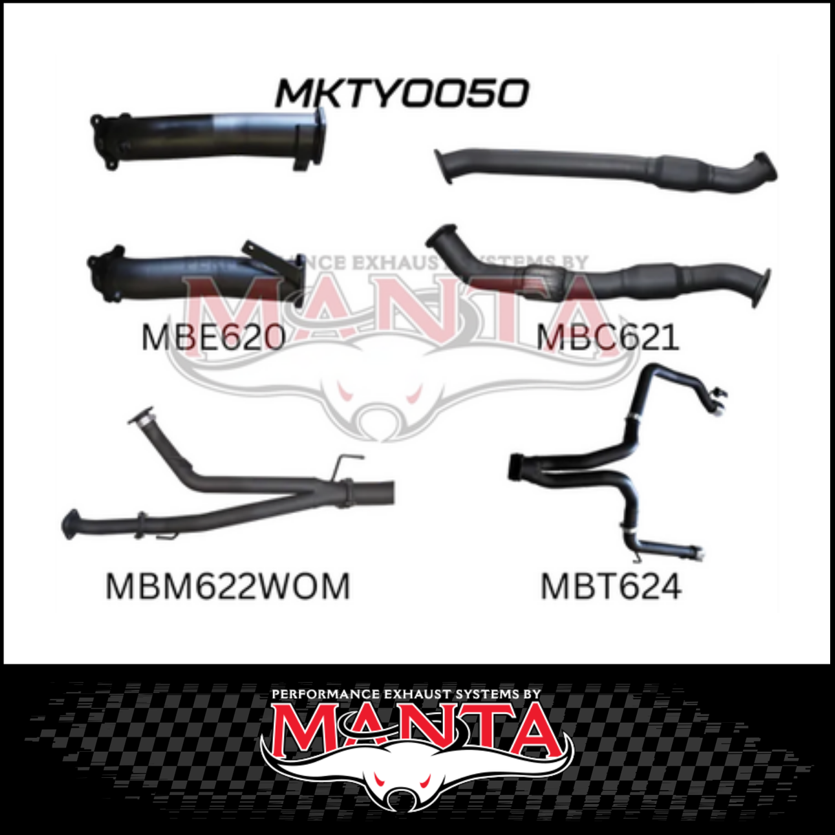 MANTA 3" TWIN TURBO BACK EXHAUST SYSTEM (L & R EXIT) FITS TOYOTA LANDCRUISER VDJ200R 2007-2015 - CATS/NO MUFFLER (MKTY0050)