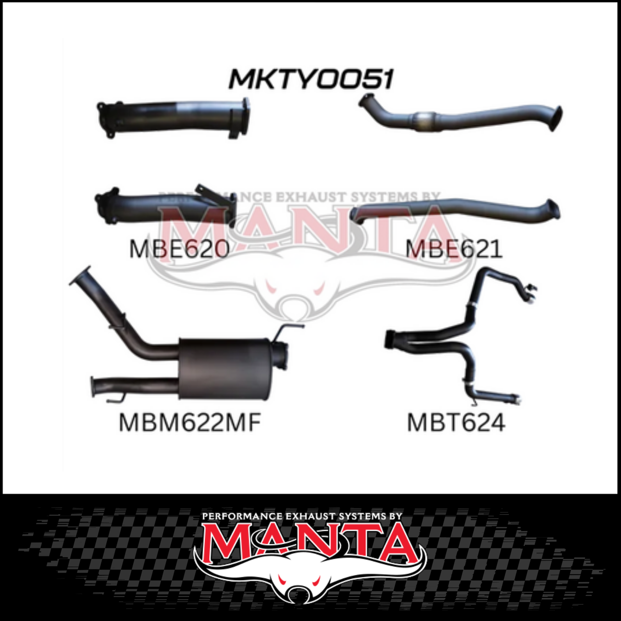 MANTA 3" TWIN TURBO BACK EXHAUST SYSTEM (L & R EXIT) FITS TOYOTA LANDCRUISER VDJ200R 2007-2015 - CATS/NO MUFFLER (MKTY0050)