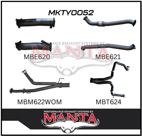 MANTA 3" TWIN TURBO BACK EXHAUST SYSTEM (L & R EXIT) FITS TOYOTA LANDCRUISER VDJ200R 2007-2015 - CATS/NO MUFFLER (MKTY0050)