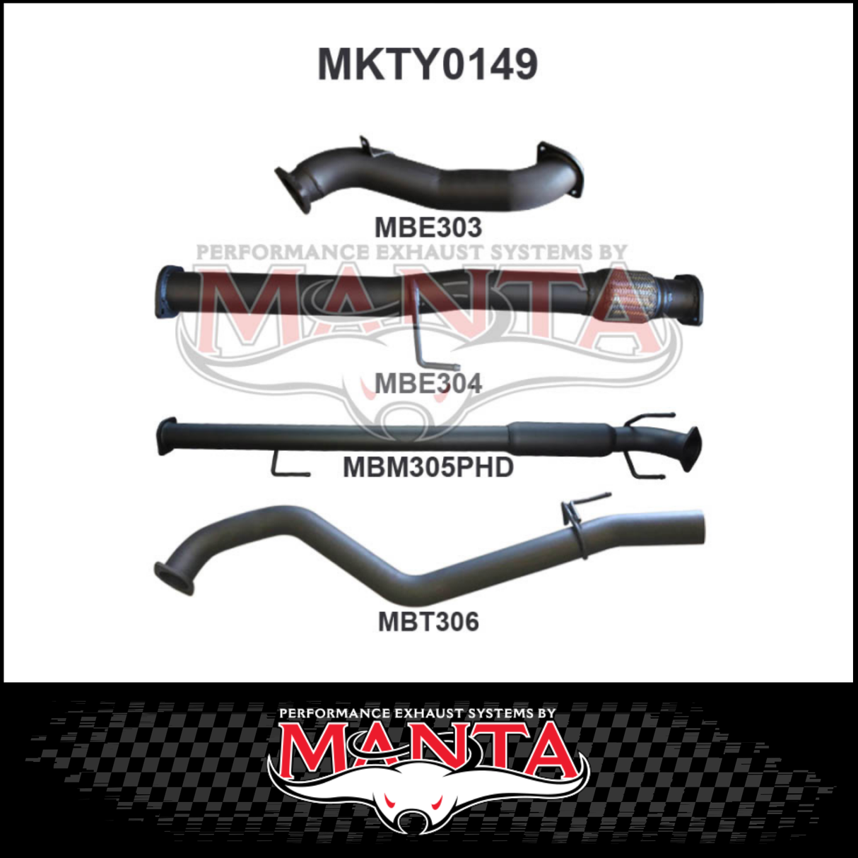 MANTA 3" STAINLESS STEEL TURBO BACK EXHAUST SYSTEM FITS TOYOTA HILUX KUN26R N70 3.0L 4CYL 2005-2015 - NO CAT/MUFFLER (SSMKTY0003)