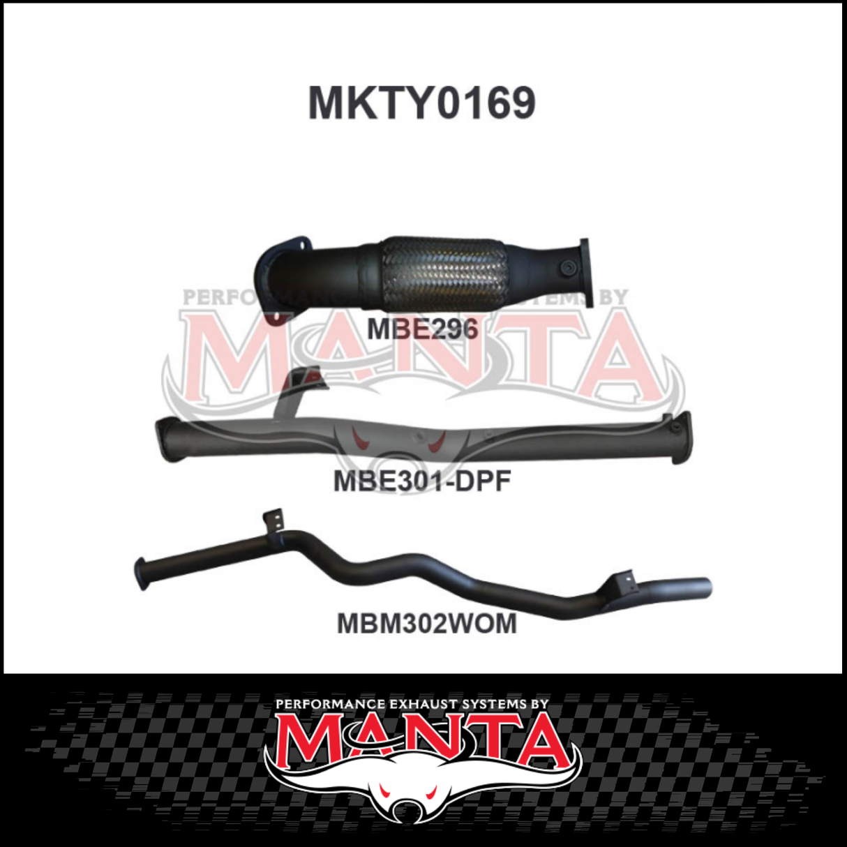 MANTA 3" STAINLESS STEEL TURBO BACK EXHAUST SYSTEM FITS TOYOTA LANDCRUISER VDJ76R 4.5L V8 WAGON 2016-2025 - CAT/PIPE ONLY (SSMKTY0166)