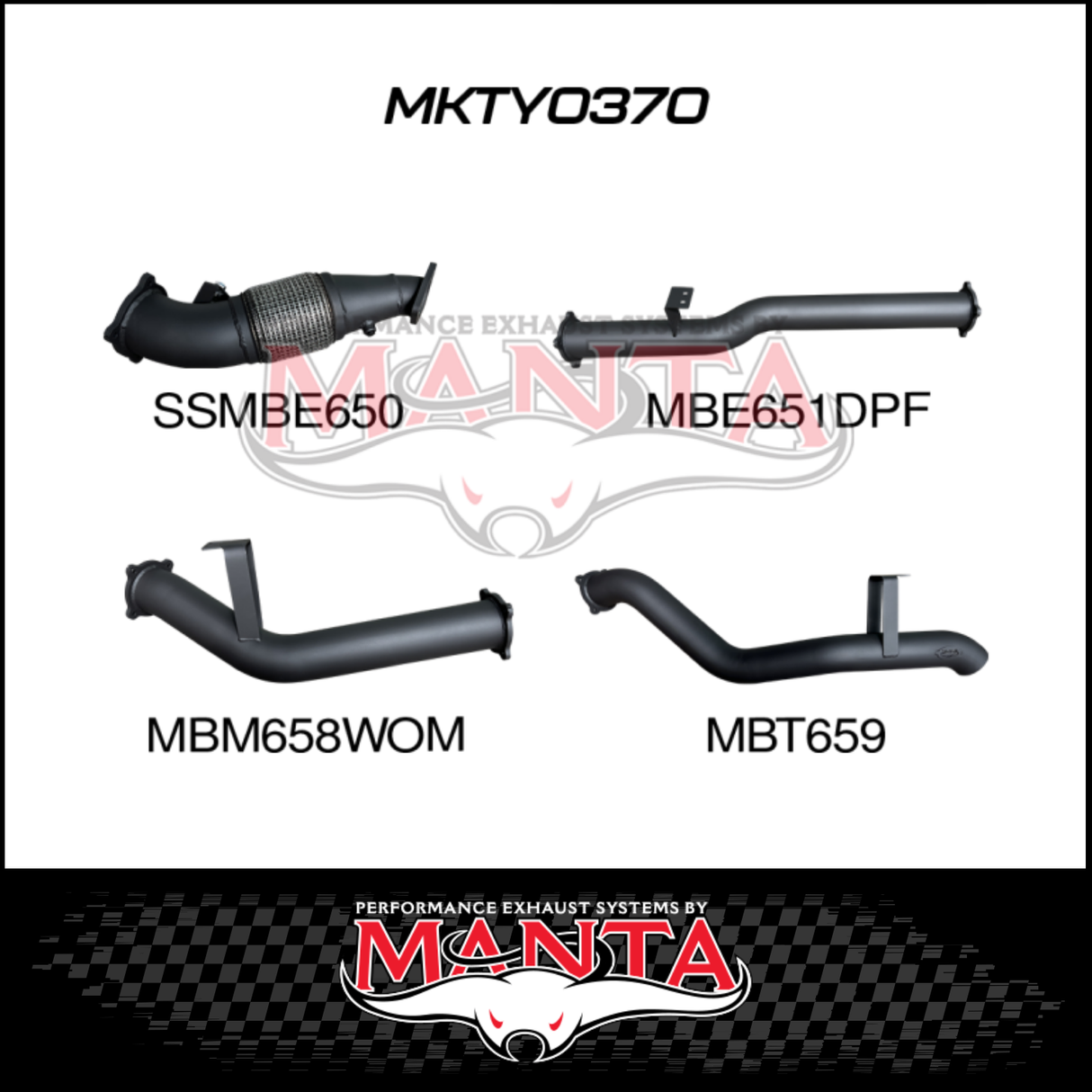 MANTA 4" STAINLESS STEEL TURBO BACK EXHAUST SYSTEM (DPF DELETE) FITS TOYOTA LANDCRUISER VDJ76R 4.5L V8 2016-2025 - NO CAT/PIPE ONLY (SSMKTY0370)