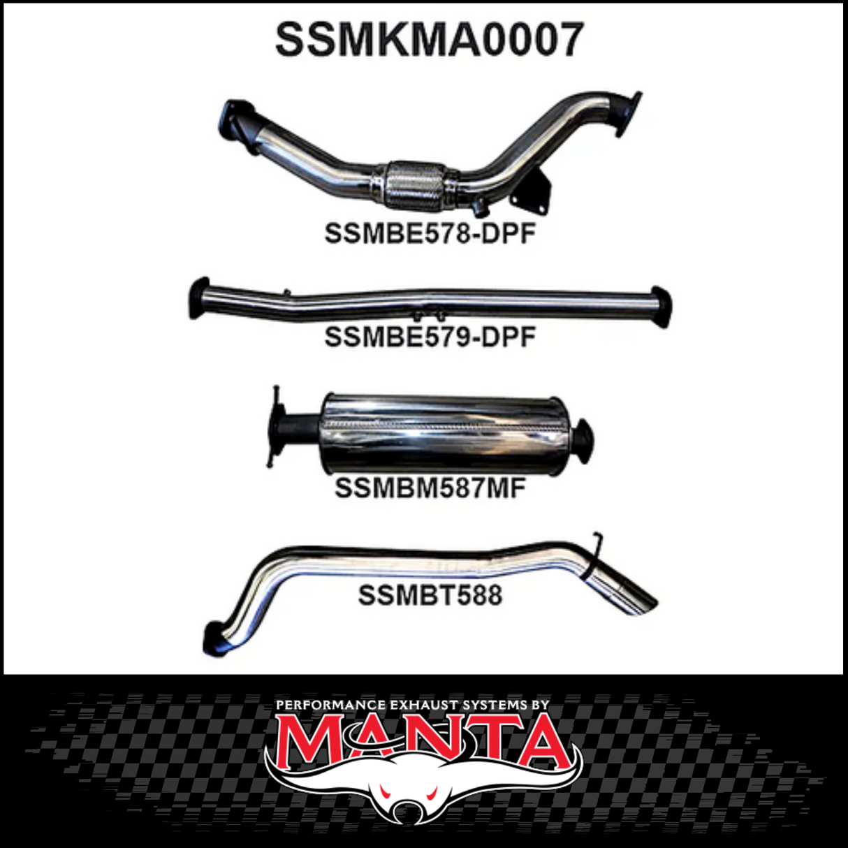 MANTA 3" TURBO BACK EXHAUST SYSTEM (DPF DELETE) FITS MAZDA BT-50 UR 3.2L TD 5CYL 2016-2020 - CAT/HOTDOG (MKMA0021)