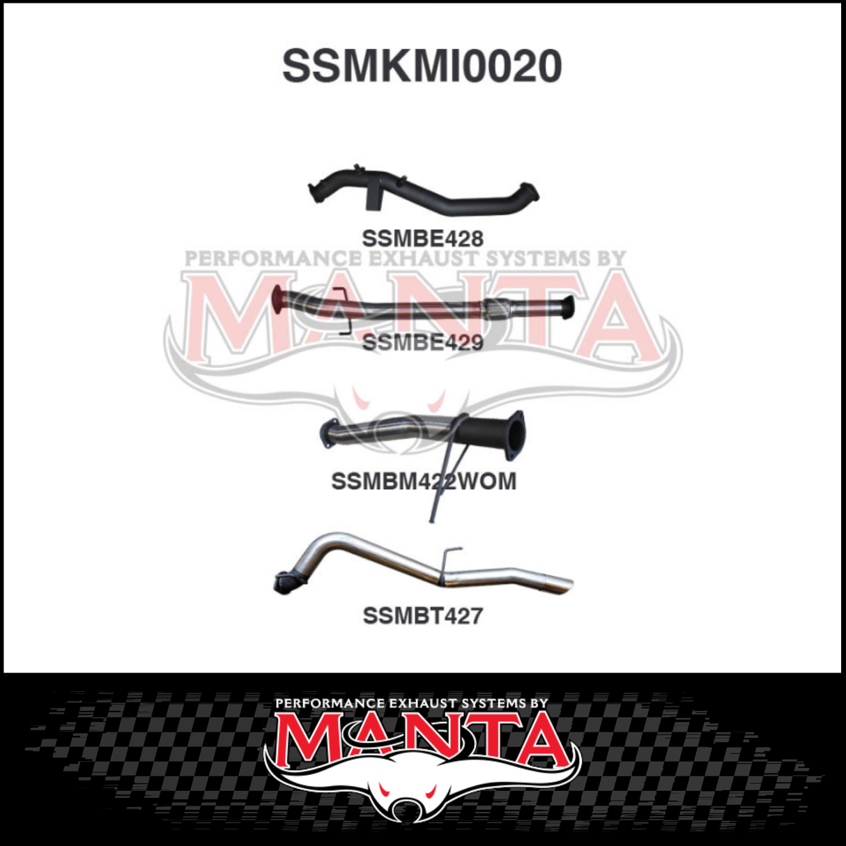MANTA 3" STAINLESS STEEL TURBO BACK EXHAUST SYSTEM (DPF DELETE) FITS MITSUBISHI TRITON MQ MR 2.4L 4N15 3/2015-12/2023 - NO CAT/MUFFLER (SSMKMI0018)