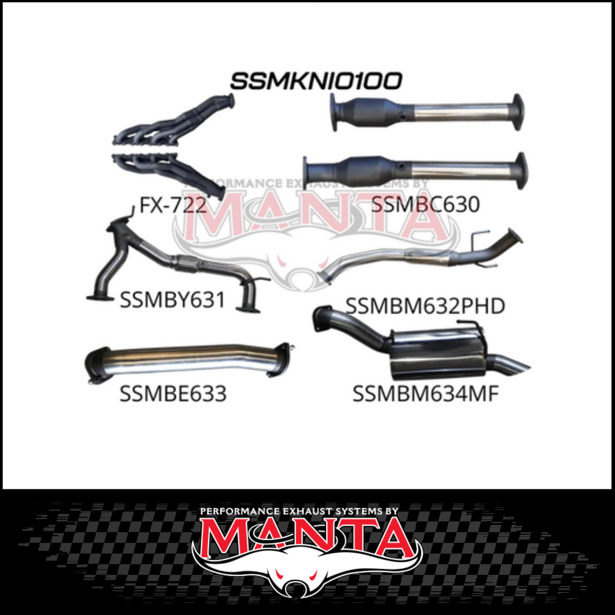 MANTA 3" STAINLESS STEEL COMPLETE ENGINE BACK EXHAUST SYSTEM FITS NISSAN PATROL Y62 5.6L V8 2012-ON - MEDIUM MUFFLER (SSMKNI0110)