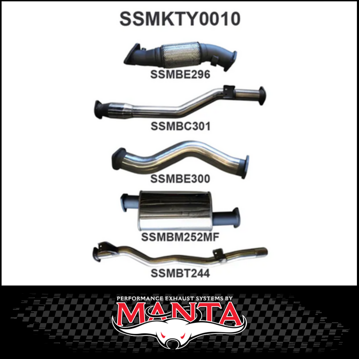 MANTA 3" STAINLESS STEEL TURBO BACK EXHAUST SYSTEM FITS TOYOTA LANDCRUISER VDJ79R 4.5L V8 DUAL CAB 2012-2016 - CAT/HOTDOG (SSMKTY0011)