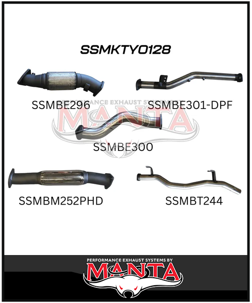 MANTA 3" TURBO BACK EXHAUST SYSTEM (DPF DELETE) FITS TOYOTA LANDCRUISER VDJ79R 4.5L V8 2016-2025