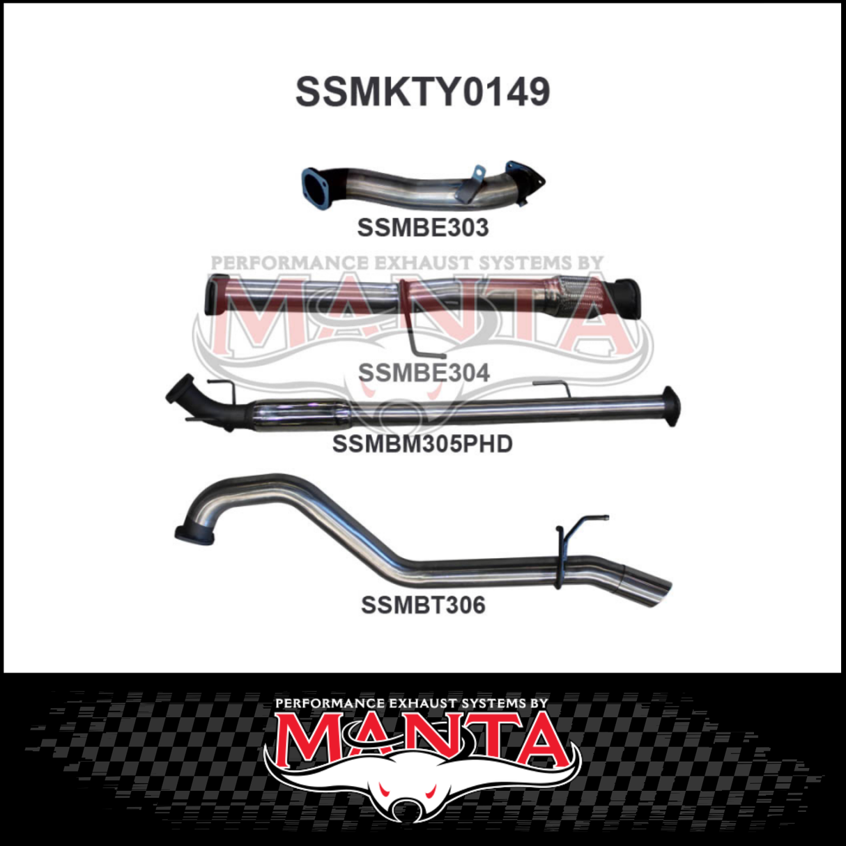 MANTA 3" STAINLESS STEEL TURBO BACK EXHAUST SYSTEM FITS TOYOTA HILUX KUN26R N70 3.0L 4CYL 2005-2015 - NO CAT/MUFFLER (SSMKTY0003)