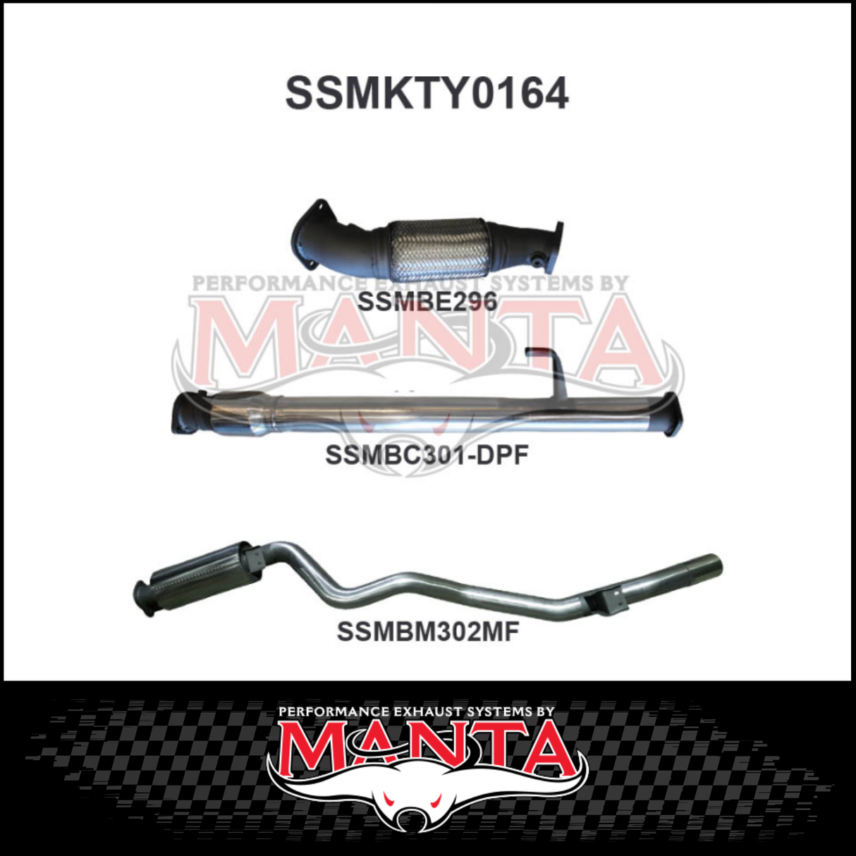 MANTA 3" STAINLESS STEEL TURBO BACK EXHAUST SYSTEM FITS TOYOTA LANDCRUISER VDJ76R 4.5L V8 WAGON 2016-2025 - CAT/PIPE ONLY (SSMKTY0166)