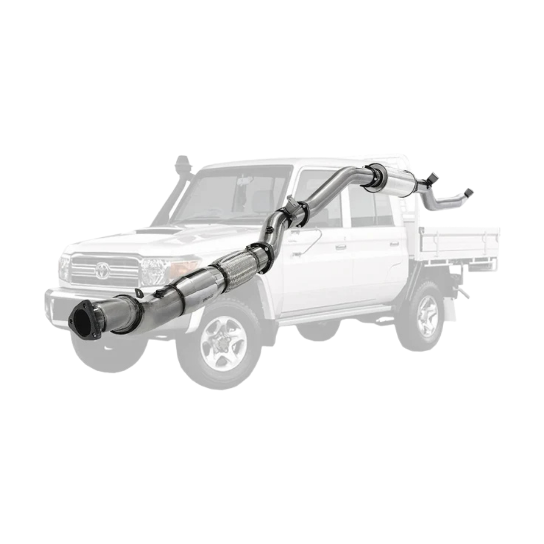 PERFORM-EX 4" STAINLESS STEEL TURBO BACK EXHAUST SYSTEM FITS TOYOTA LANDCRUISER VDJ79R 4.5L V8 2016-2025 - CAT/RESONATOR (TY2