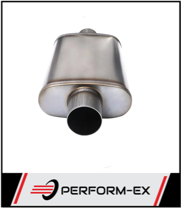 PERFORM-EX 9" X 4" OVAL 14" LONG 2" C/C 409 SS MEGA FLOW UNIVERSAL MUFFLER (X526-409)