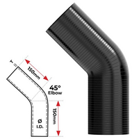 1.25" (32MM) BLACK 45° SILICONE BEND (4 PLY REINFORCED 4MM THICK)