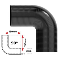 1" (25MM) BLACK 90° SILICONE BEND (4 PLY REINFORCED 4MM THICK)