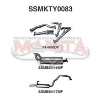 MANTA STAINLESS STEEL EXTRACTORS & 2.5"  EXHAUST SYSTEM FITS TOYOTA LANDCRUISER FZJ105R 4.5L 1FZ 1998-2002 (SSMKTY0083)