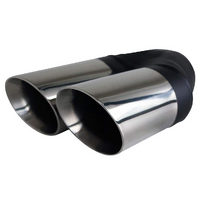 ANGLE CUT INNER CONE STAINLESS STEEL EXHAUST TIP - 2.5" INLET - TWIN 3" OUTLET (RHS)