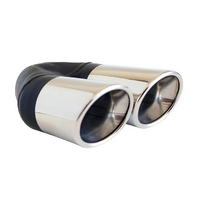 ANGLE CUT ROLLED INNER CONE STAINLESS STEEL EXHAUST TIP - 2.25" INLET - TWIN 3" OUTLET (LHS)