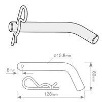 HITCH PIN TO SUIT CLASS 4 TOWBAR - INCLUDES R-CLIP (UNT080BLIS)