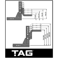 TAG ADJUSTABLE HEAVY DUTY TOW BALL MOUNT - 90° FACE, 50MM SQUARE HITCH - 310MM DROP/335MM RISE (UNTTBM100)