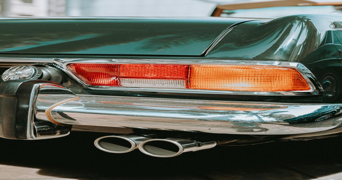 The back of a vintage Mercedes.