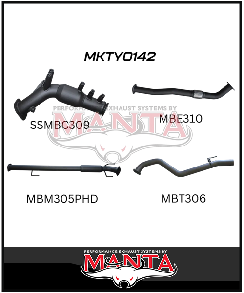 Manta's turbo-back exhaust upgrade for the Toyota Hilux GUN126R.