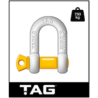 TAG DROP FORGED CARBON STEEL D-SHACKLE - LOAD RATE 750KG 8MM (DSG008)