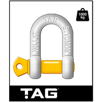 TAG DROP FORGED CARBON STEEL D-SHACKLE - LOAD RATE 1000KG 10MM (DSG010)