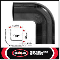 1" (25MM) BLACK 90° SILICONE BEND (4 PLY REINFORCED 4MM THICK)