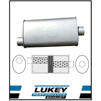 8" x 4" OVAL 18" LONG 2.5" O/C GLASS PACKED LUKEY UNIVERSAL MUFFLER (L2122)