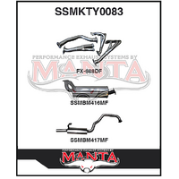 MANTA STAINLESS STEEL EXTRACTORS & 2.5"  EXHAUST SYSTEM FITS TOYOTA LANDCRUISER FZJ105R 4.5L 1FZ 1998-2002 (SSMKTY0083)