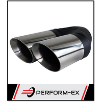 ANGLE CUT INNER CONE STAINLESS STEEL EXHAUST TIP - 2.5" INLET - TWIN 3" OUTLET (RHS)