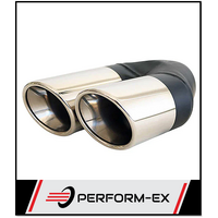 ANGLE CUT ROLLED INNER CONE STAINLESS STEEL EXHAUST TIP - 2.5" INLET - TWIN 3" OUTLET (RHS)