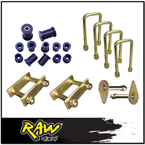 RAW 4X4 BUSH, SHACKLE, PIN & U-BOLT KIT FITS TOYOTA LANDCRUISER VDJ79R 4.5L V8 (BSK1014)