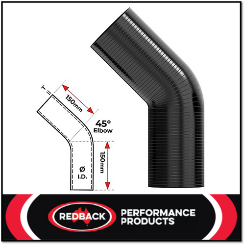 1.5" (38MM) BLACK 45° SILICONE BEND (4 PLY REINFORCED 4MM THICK)