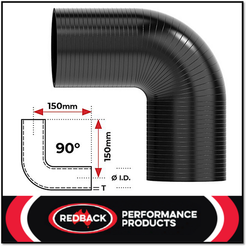 1.5" (38MM) BLACK 90° SILICONE BEND (4 PLY REINFORCED 4MM THICK)