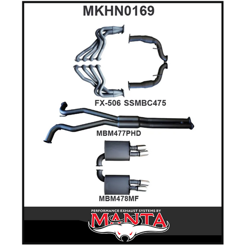 MANTA ENGINE BACK EXHAUST SYSTEM FITS HOLDEN COMMODORE VE VF 6.0L 6.2L V8 SEDAN/WAGON (MKHN0169)