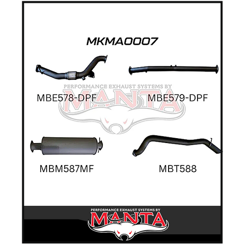 MANTA 3" TURBO BACK EXHAUST NO CAT/MUFFLER FITS MAZDA BT-50 UR 3.2L TD 5CYL 2016-2020 (MKMA0007)