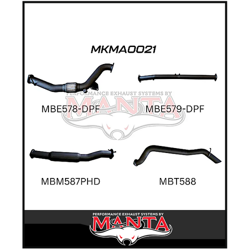 MANTA 3" TURBO BACK EXHAUST WITH CAT/HOTDOG FITS MAZDA BT-50 UR 3.2L TD 5CYL 2016-2020 (MKMA0021)