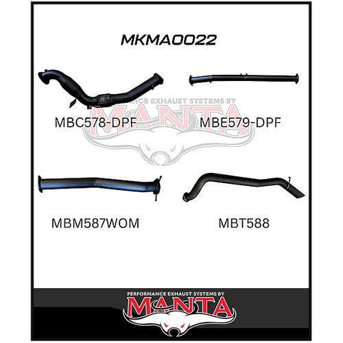 MANTA 3" TURBO BACK EXHAUST WITH CAT/PIPE ONLY FITS MAZDA BT-50 UR 3.2L TD 5CYL 2016-2020 (MKMA0022)