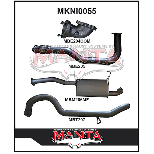 MANTA 3" TURBO BACK EXHAUST SYSTEM WITH CENTRE MUFFLER FITS NISSAN PATROL GU Y61 4.2L TD WAGON 5/1998-3/2007 (MKNI0055)