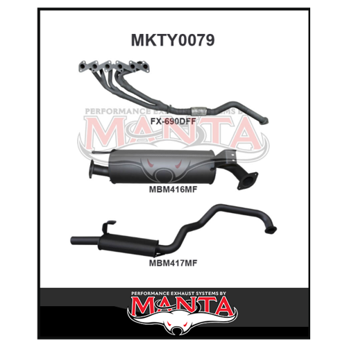 MANTA EXTRACTORS & 2.5"  EXHAUST SYSTEM FITS TOYOTA LANDCRUISER HZJ105R 4.2L 1HZ 1998-2007 (MKTY0079)