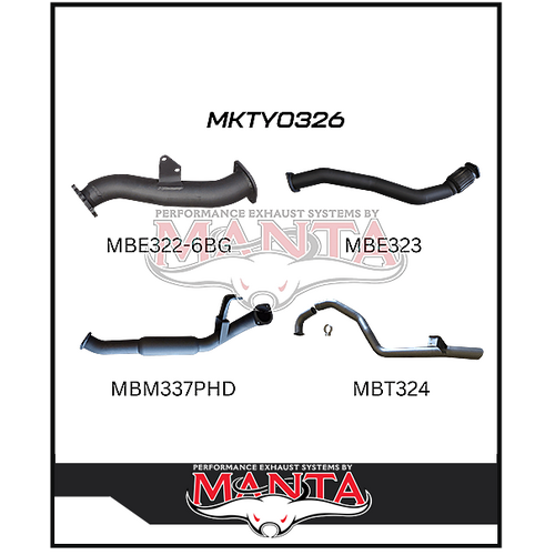 MANTA 3" TURBO BACK EXHAUST SYSTEM FITS TOYOTA LANDCRUISER HZJ105R 4.2L 1HZ WITH 6 BOLT GARRETT TURBO 1998-2007 (MKTY0326)