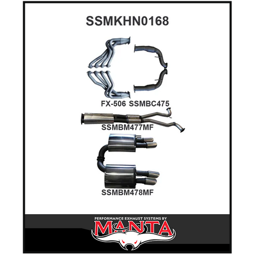 MANTA ENGINE BACK STAINLESS STEEL EXHAUST SYSTEM FITS HOLDEN COMMODORE VE VF 6.0L 6.2L V8 SEDAN/WAGON (SSMKHN0168)